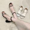 Fashion High Heels Sandals 2025 Women Summer Sparkling Rhinestone Shoes Women Fashion Open Toe Buckle Sandals Casual Heel Female Shoes