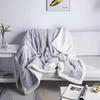 OEING Striped Flannel Coral Fleece Blanket
