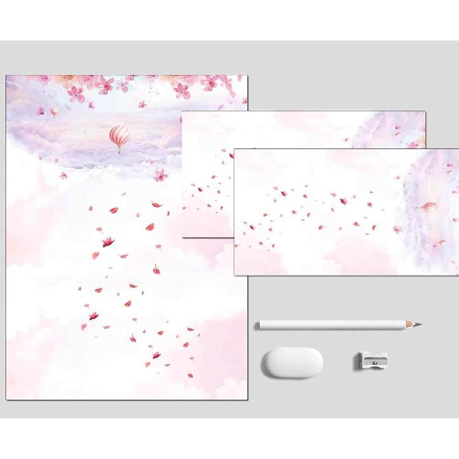 30 Stationery Writing Paper with 18 Self Adhesive Envelopes, Stationary Set for Writing Letters, Cute Stick Stationary Set, 6 Unique Designs, Double