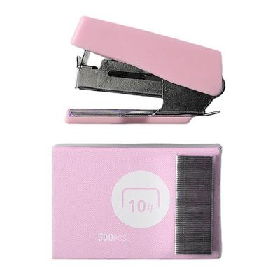 Mini-Heftgerät, tragbares kreatives Büro-Desktop-Heftgerät-Set mit Heftklammern für Büro und Schule, Rosa