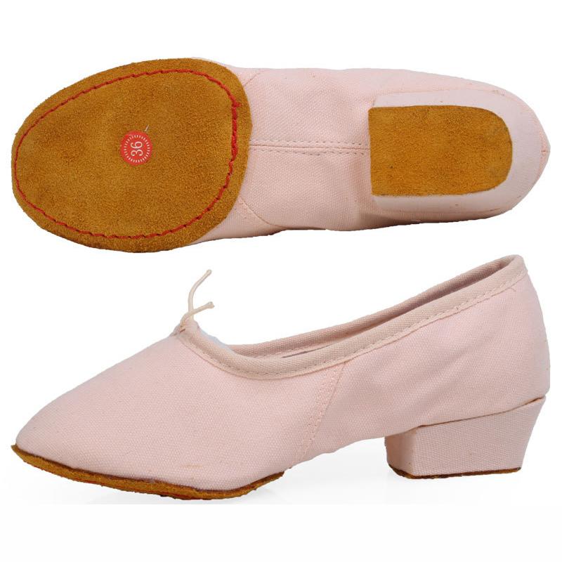 Klassische Tanzform Trainingsschuhe Damentanzschuhe Weiche Sohle Riemen mit Lehrerschuhen Ballett Elastische Tanzschuhe mit Absatz 36RU/CN37 rosa