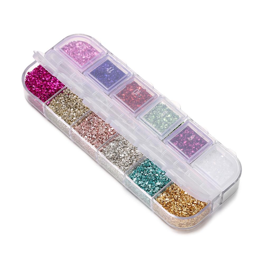 48Grams/Box 12 Colors  Crushed Glass Stones Resin Filling Irregular Broken Stone for DIY Epoxy Resin Mold Crafts Nail Art Decor