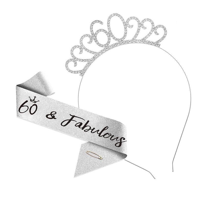 Cross-Border Digital Birthday Crown Set: Headdress, Party Shoulder Strap & Etiquette Belt Photo Prop for Girls