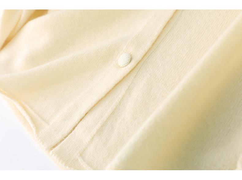 100% Mercerized Wool Crochet Lace Polo Collar Casual Versatile Knit Cardigan for Women