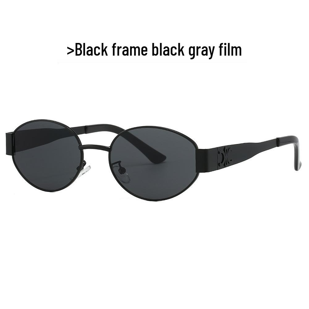 Trendy Oval Frame Metal Sunglasses 9521 - European & American Style
