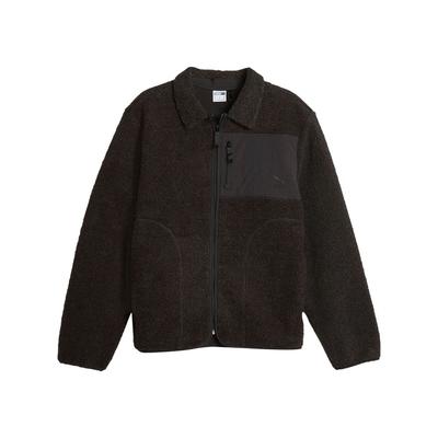 Puma Classics Sherpa Jacket Solid Color Lapel Zipper Faux Lamb Wool Coat Unisex Jacket Black 626323-01
