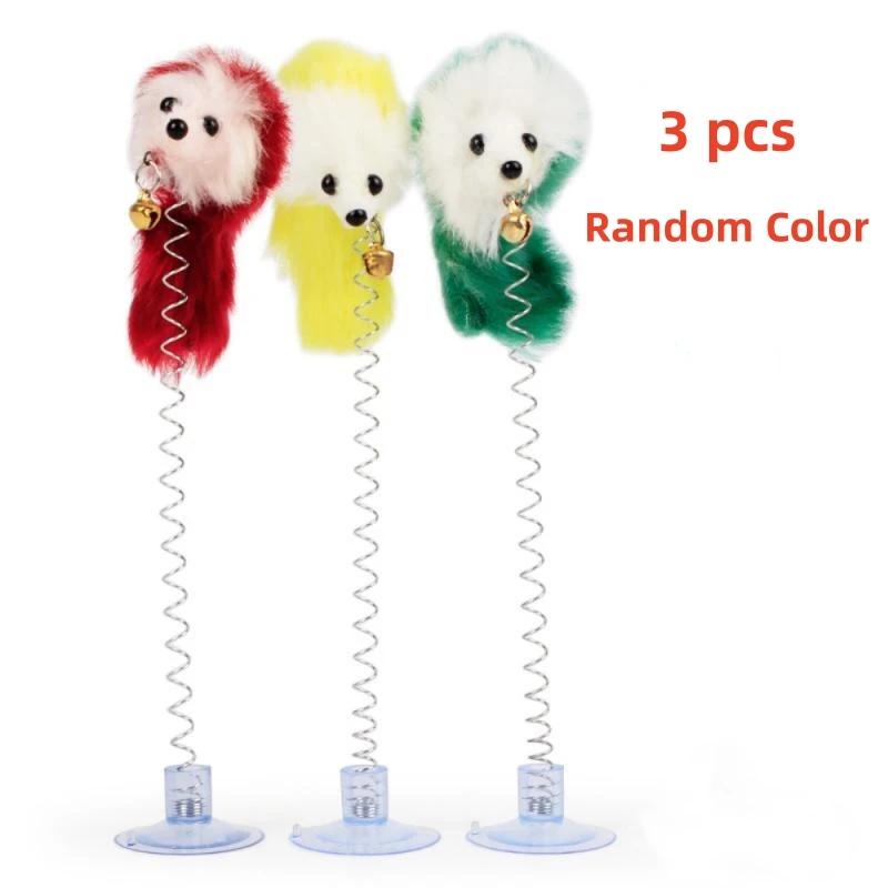 

Interactive Cat Toy with Suction Cup Spring Mice Feather Wand with Bell for Indoor Cats Self-playing