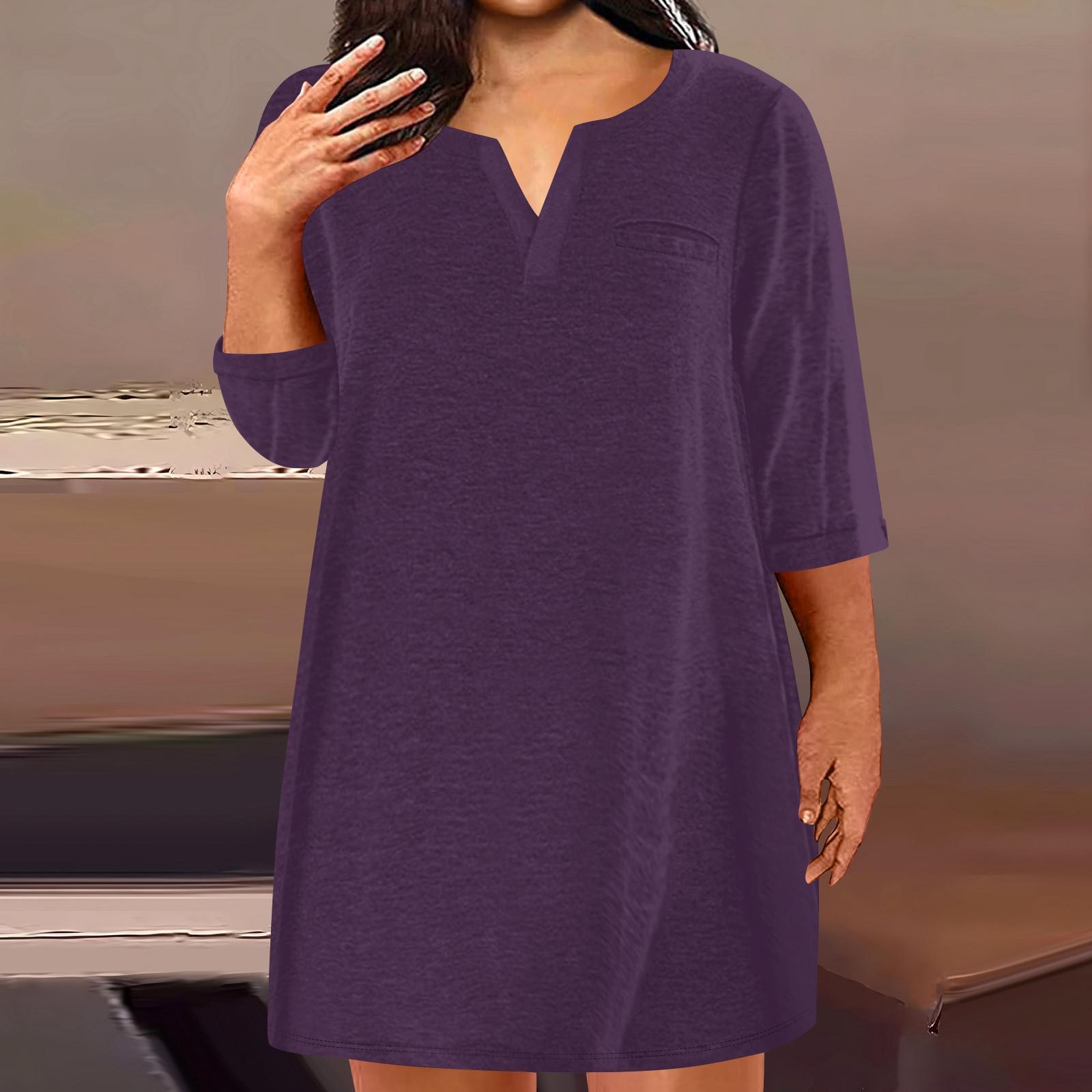 Женская мода большого размера с v-образным вырезом и семью рукавами — фото 17