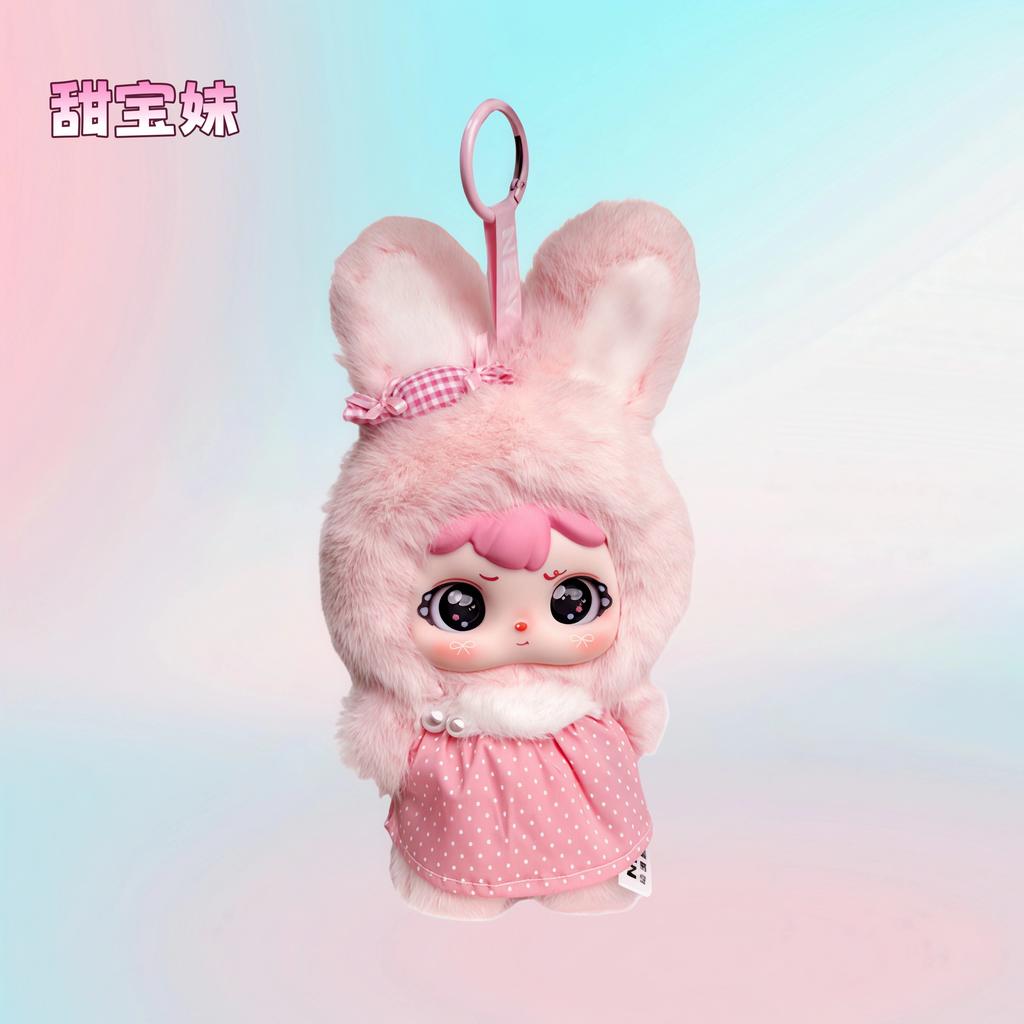 Rabbit Plush Keychain Cute Cartoon Vinyl Face Big Ear Stuffed Doll With Hanging Buckle Bag Ornament Kids Girls Gift