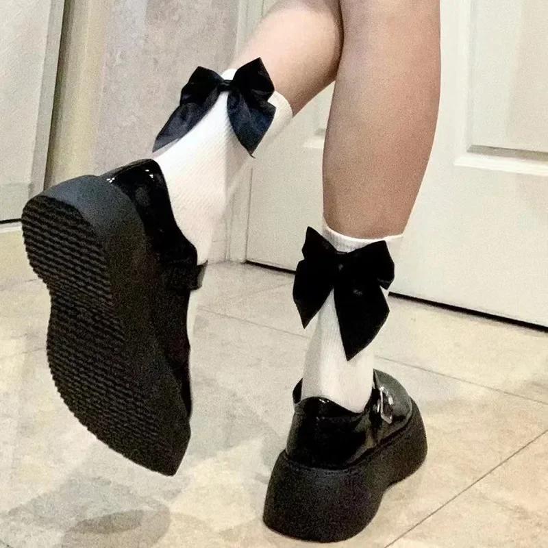 

Women Jk Bow Socks Spring White Japanese Cute Kawaii Sweet Style Lolita Bowknot Female Short Crew Socks Girl Gift Soks One Size