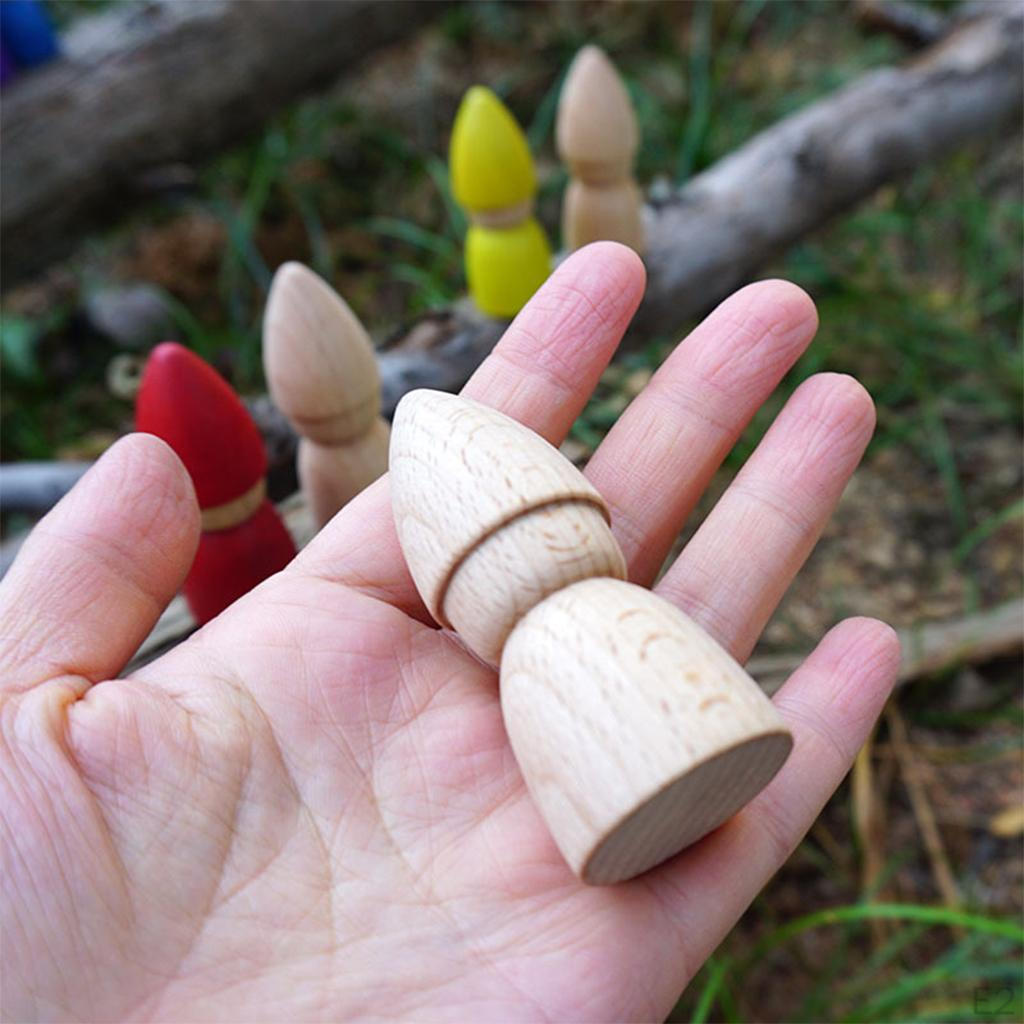 6/Set Wooden Peg Dolls Unfinished People Figures with Paint for Painting