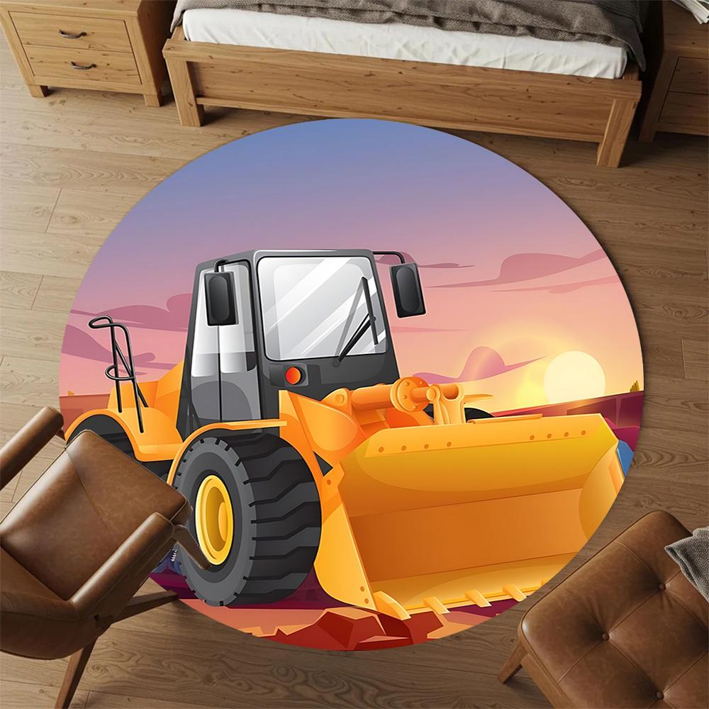 1pc bulldozer construction Round Chair mat Area Rug - Non-Slip, Floor Mat for Office, Bedroom, and Indoor Decor c1125414