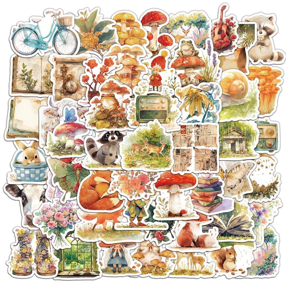 Sada samolepek divoké zvěře: Los, Alpaka, Panda & Lev