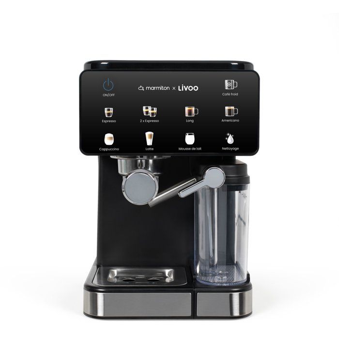 Macchina per caffè espresso multifunzione - LIVOO x Marmiton - DOD222CO - Pressione 20 bar - 1350 W - Nero e acciaio inox