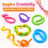 6Pcs Silicone Sensory Stick Toy Stress Relief Textured Rod Fidget Toy Portable Travel Kids Teens Adults Bendable Calming Colorful Pole Toy