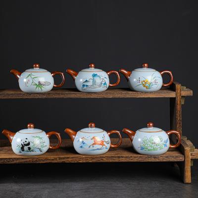 Retro Single Pot Tea Pot Xishi Pot Ge Kiln Ceramic Kung Fu Tea Set