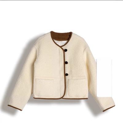 Short Woolen Jacket Women's Winter New Crew Neck Down Jacket Top