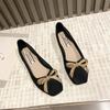 Fashion Flat Shoes Women 2025 New Spring Autumn Square Toe French  Black Shallow Mouth Square Buckle Ladies Shoes Big Size 41 42 43