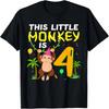 Dieses kleine Äffchen ist 4 Dschungel-Safari-Tier 4. Geburtstag T-Shirt