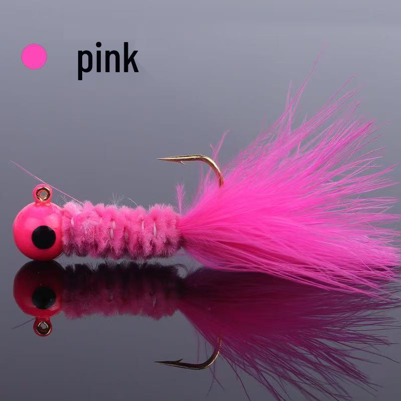 25-Piece Box Set: Five-Color Chicken Feather Lead Head Hooks (1g, 2g, 3.5g)