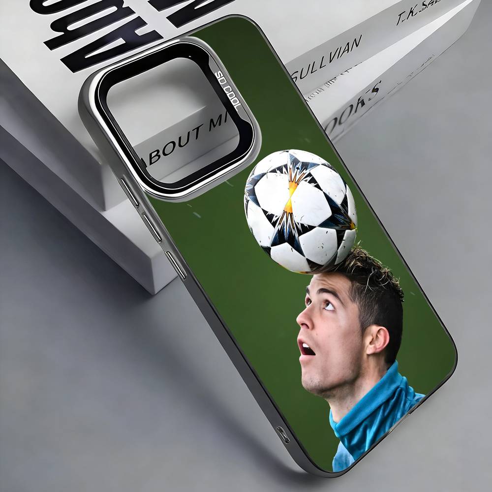 Football R-Ronaldo Colorful Silver Back Phone Case For IPhone 17 16 15 14 13 12 11 Plus Pro Max Plus