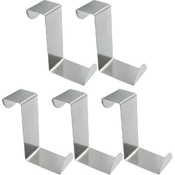 Bivethoi 5 Pcs Over The Door Hooks,Z-Shaped Reversible Sturdy Hanging Hooks Dual Head Fits 3/4  and 1-3/4  Door Widths, Single Hanger Hook for 3/4  & 1-3/4