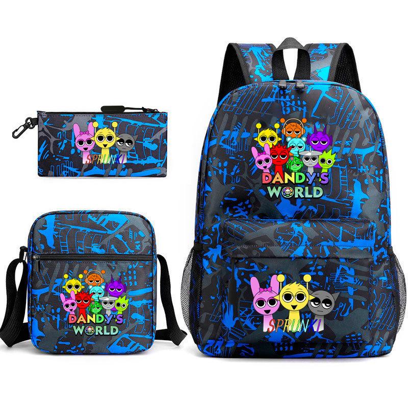 Rhythm Box Student School Bag Backpack Male Female Junior High School Three-piece Large Capacity School Bag