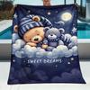 Teddy Bear Star Cloud Flannel Blanket Soft Polyester All Season for Home Camping Travel, Birthday & Anniversary Gift