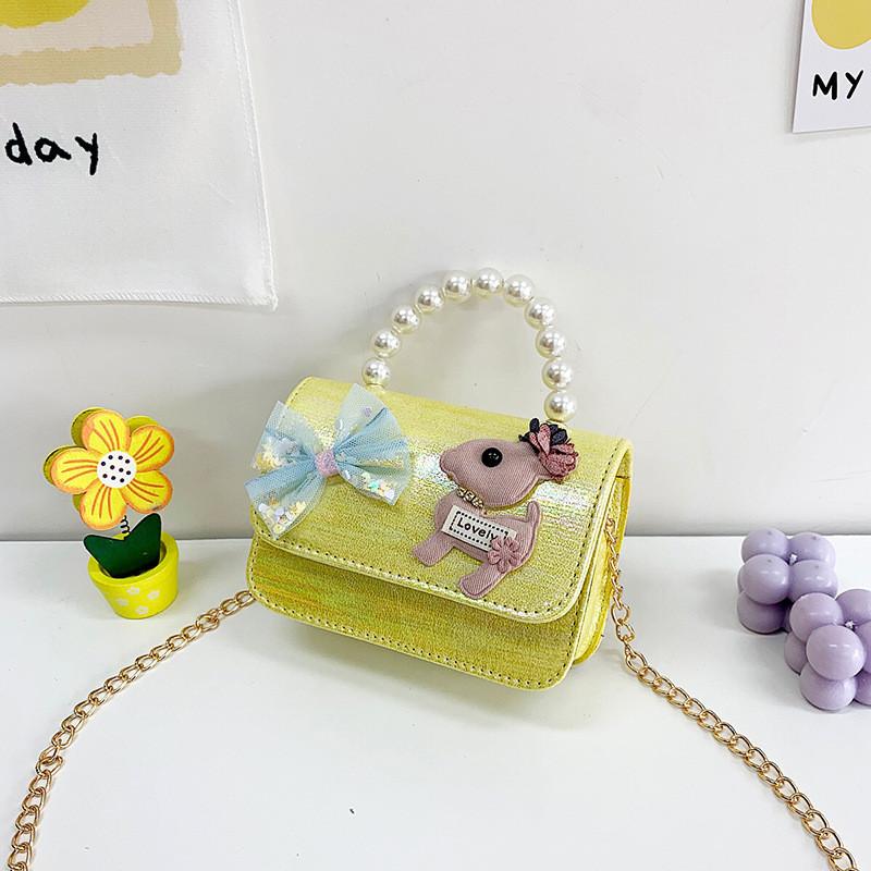 Adorable Cartoon Child Shoulder Bag Fashionable Chain Pearl Handbag For Girls