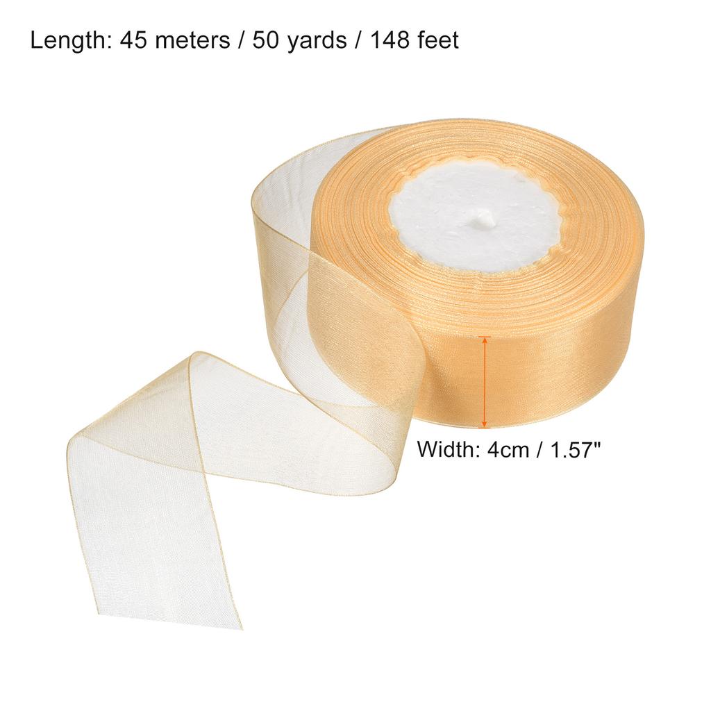 Sheer Organza Ribbon Chiffon Decoration Fabric for Gift Wrapping Crafts Wedding Bouquet 1-37/64 Inch 50 Yard 1 Roll