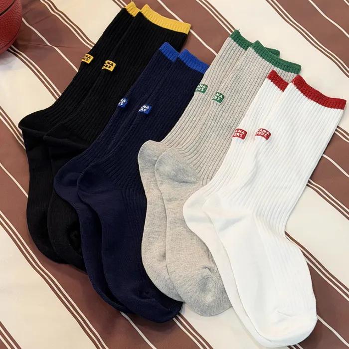 [Banana Sisters/26SS] Marker Tip Block Rib High Crew Socks 4 Colors