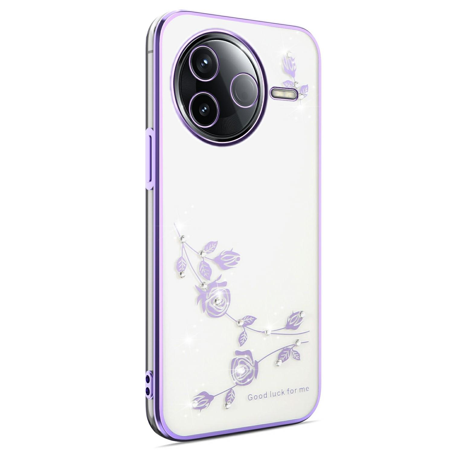 

For Xiaomi Poco F7 Ultra 5G/Redmi K80 Pro 5G Case Flower Rhinestone Decor TPU Phone Cover Purple