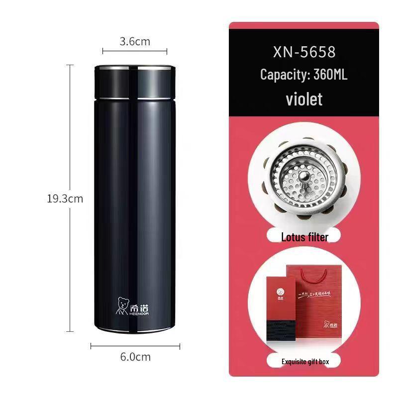 Xinuo Vacuum Insulated Water Bottle with Filter, Stylish for Men & Women - Perfect for Office, Car, Home.