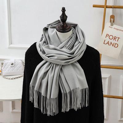 Bufanda de Mezcla de Algodón de Alta Gama para Mujer - Chal Versátil de Color Sólido para Otoño e Invierno