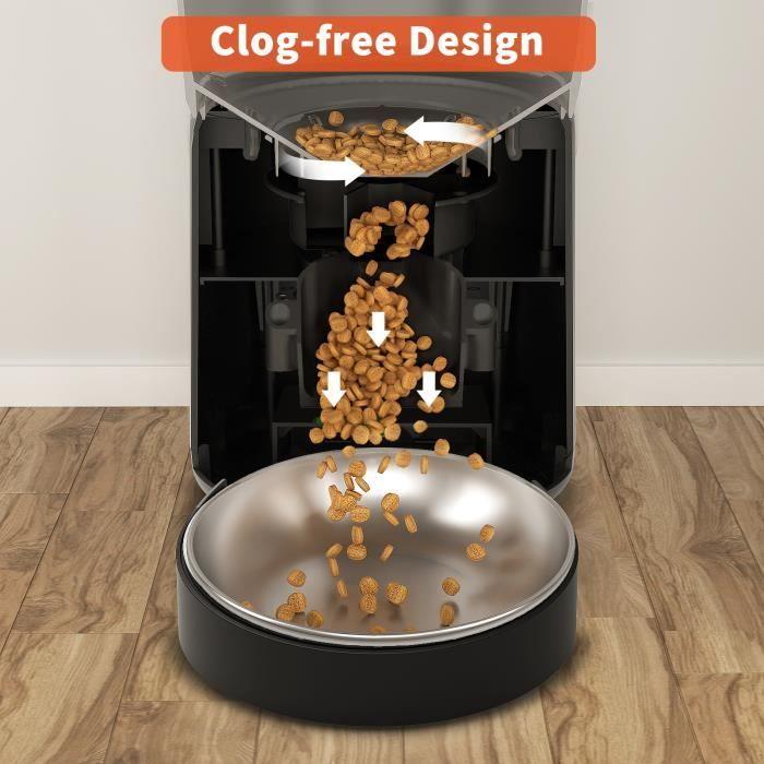 Balimo Automatic Food Dispenser 4L Kibble Dispenser for Cats and Dogs, 1 To 4 Meals Per Day Black