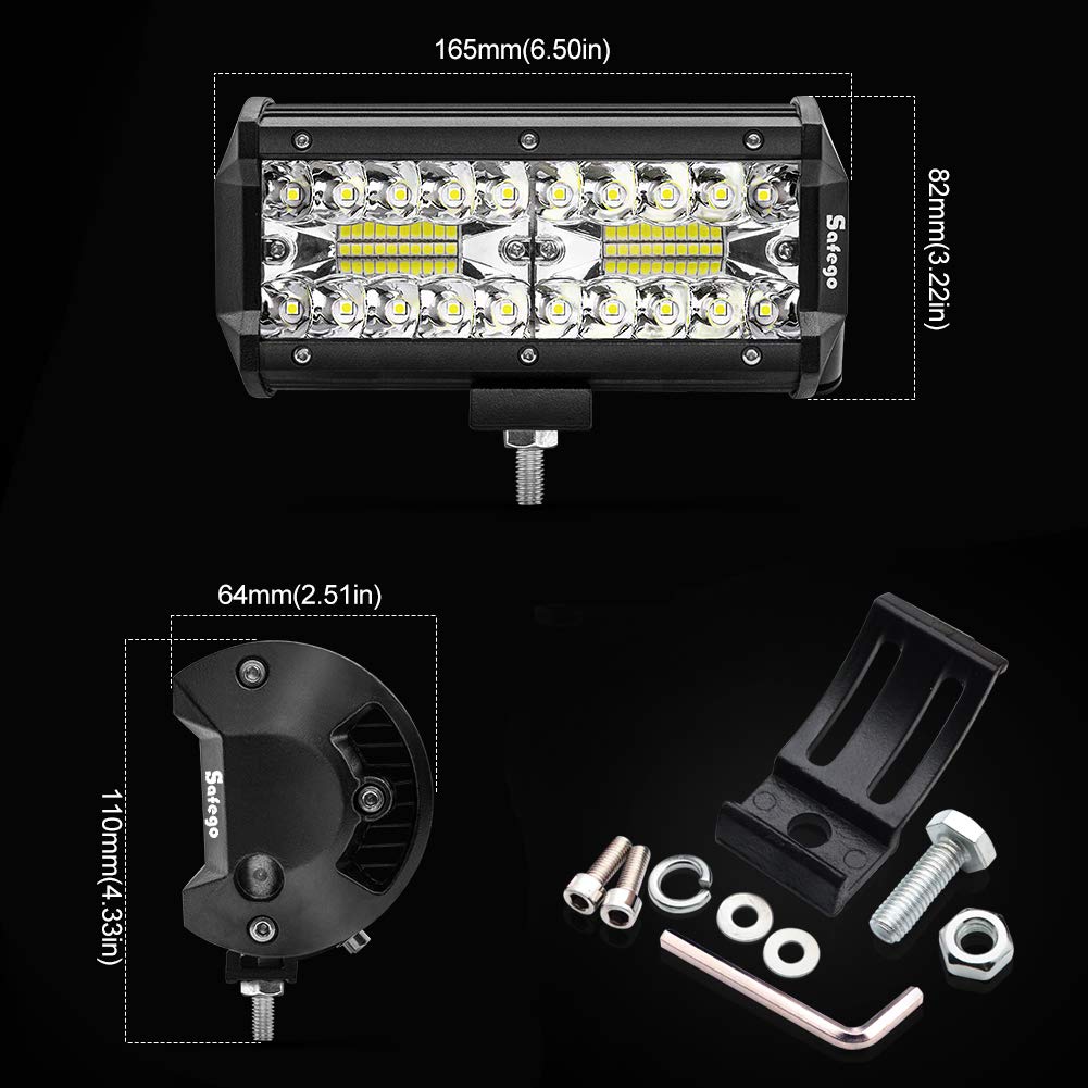 Safego 72W LED Work Light, Narrow 30-degree Beam, 24 LEDs, for Vehicle Exterior Lighting, Agricultural Machinery, 12V/24V Compatible, Universal, Water