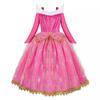 Sleeping Beauty Princess Dress for Girls (Ages 3-8) - Long Sleeve Rose Red Christmas Dress