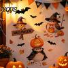 PVC Wall Stickers for Classroom Cartoon Halloween Sticker, Self Adhesive Removable Decal, Wizard Holiday Atmosphere Decals Birds Scarecrows
