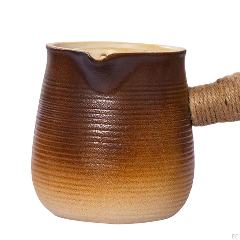 Ceramic Teapot Blooming and Loose Tea Kettle Maker with Rope Wrapped Handle for Boiling