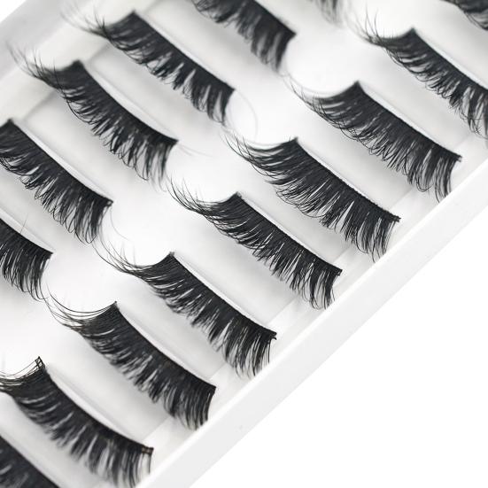 10Pairs False Eyelashes Thick Reusable Synthetic Fiber Naturals Cruelty-Free False Lashes for Daily Life
