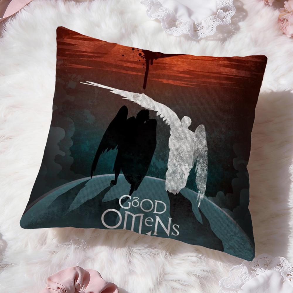 Tv G-Good Omens Cushion Cover Premium Comfort Reversible Pillow Cove -Two in One Design for Any Room & Car Interior