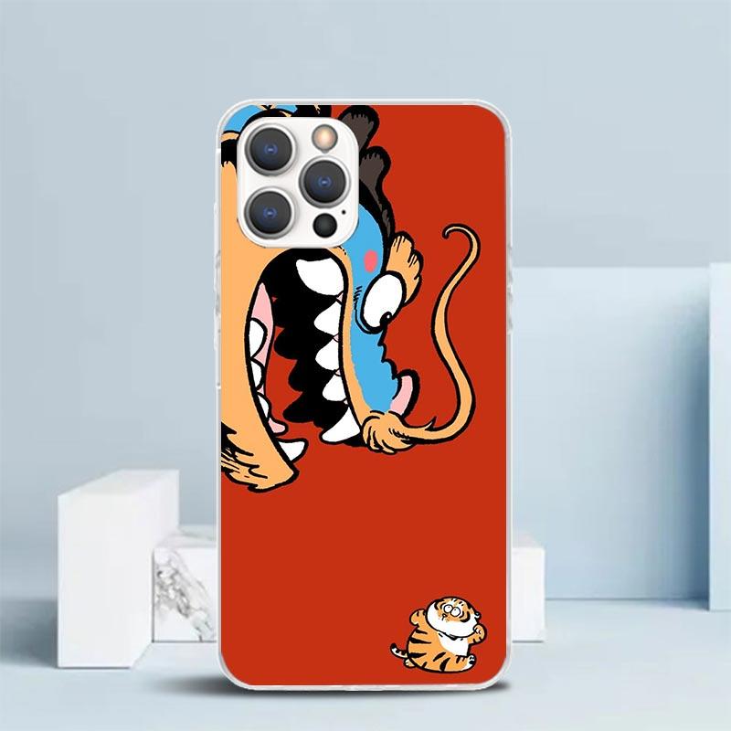 Cartoon Fat Tiger Soft Cover for iPhone 16 17 Air 15 14 Pro Max 16E Phone Case 13 Mini 12 11 7 SE 8 Print Pattern Fit Cases 16 1