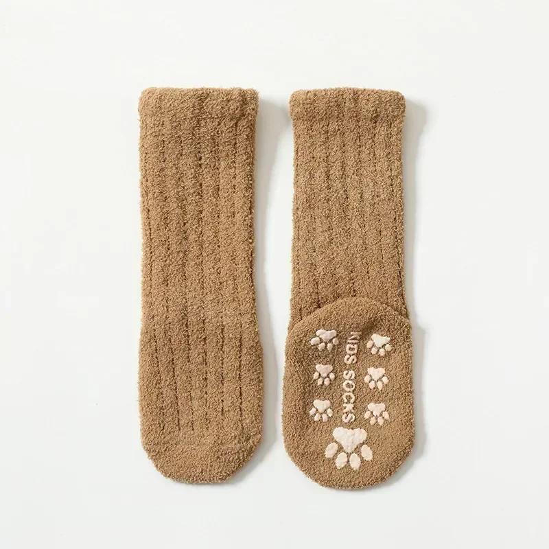 New Warm Baby Calf Sock Simplicity Solid Color Calf Sock for Toddler Boy Girl Indoor Autumn Winter Newborn Non-slip Floor Socks