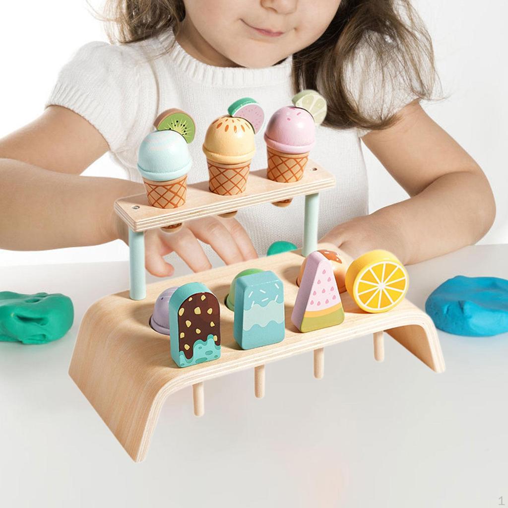 Ice Cream Shop Pretend Play Toy Set Food Toys for Age 2-4 Girls and Boys