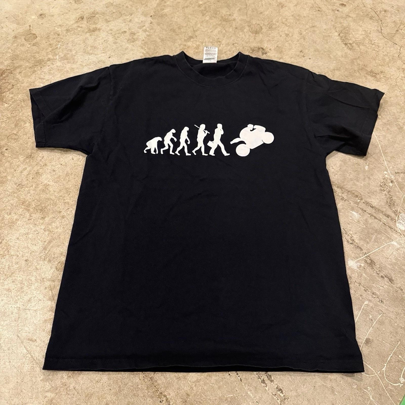 

Vintage Human Evolution To Biker TT-Shirt Meme Men’s Large Black 2XL