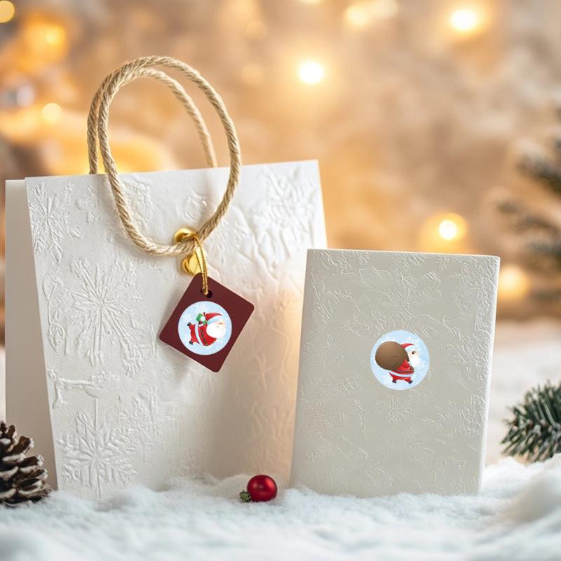 500Pcs Merry Christmas Gift Stickers Santa Round Seal Labels Sticker For Gift Baking Package Envelope Stationery Decor