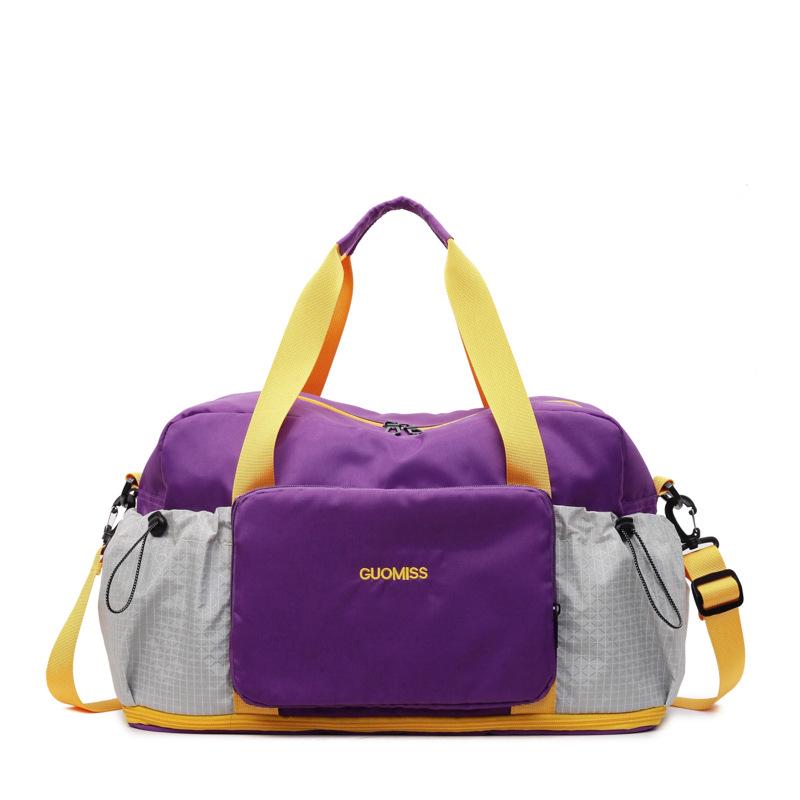 Expandable Women's Travel and Gym Bag with Wet/Dry Separation - Foldable, Crossbody, Perfect for Yoga and Sports.