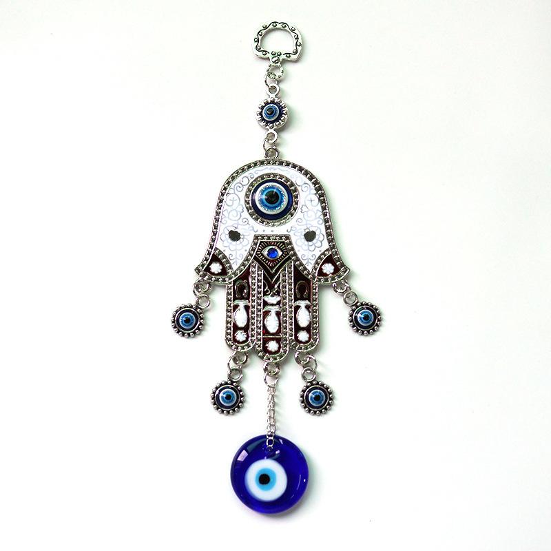 Fatima Hand Blue Eye Wall Hanging Wind Chime Art Crafts Ornaments Meditation Yoga Healing Home Room Decor
