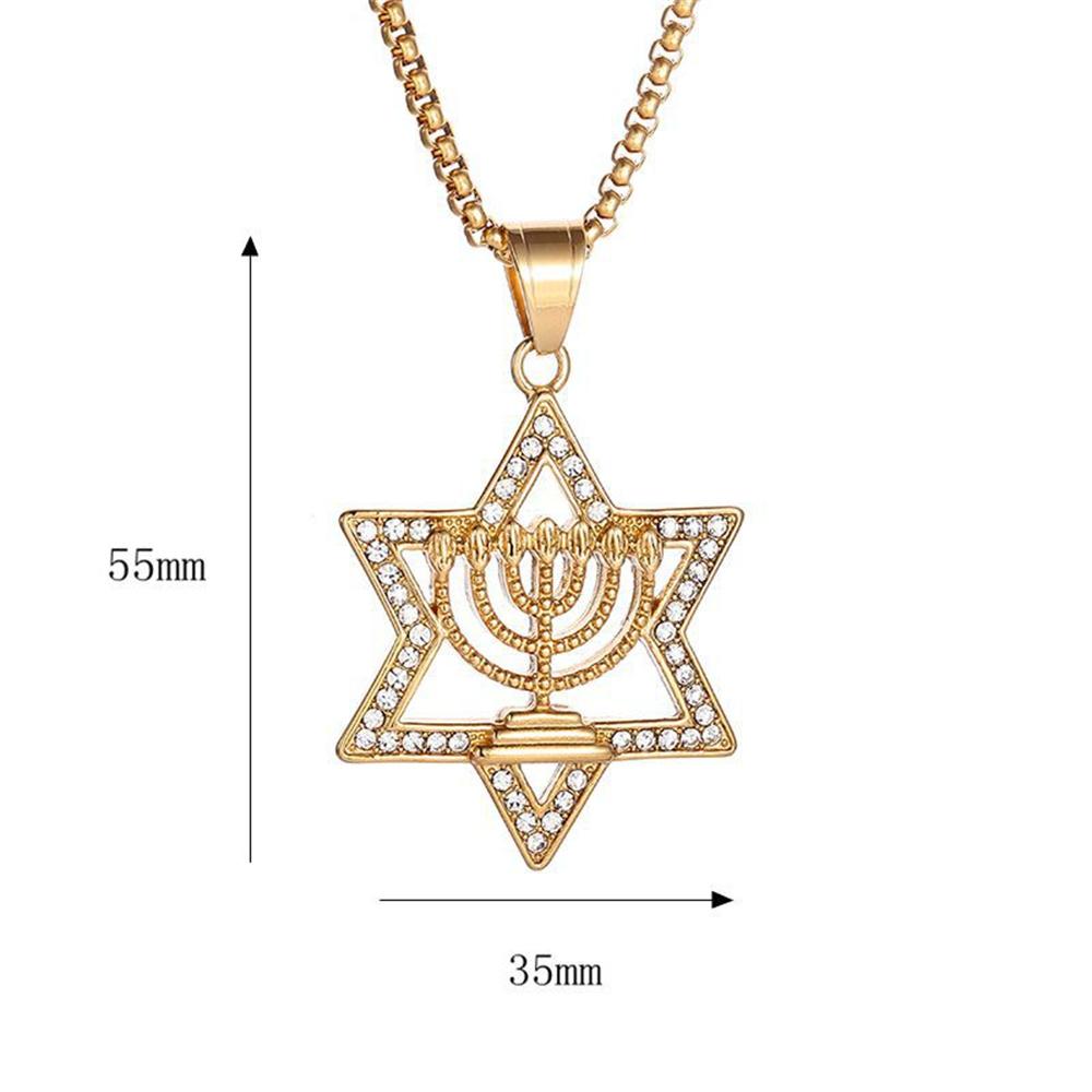 

Jewish Star of David Pendant Necklaces Male Gold Color Stainless Steel Hexagram Necklace for Men/Women Jewelry Birthday Gift 50cm