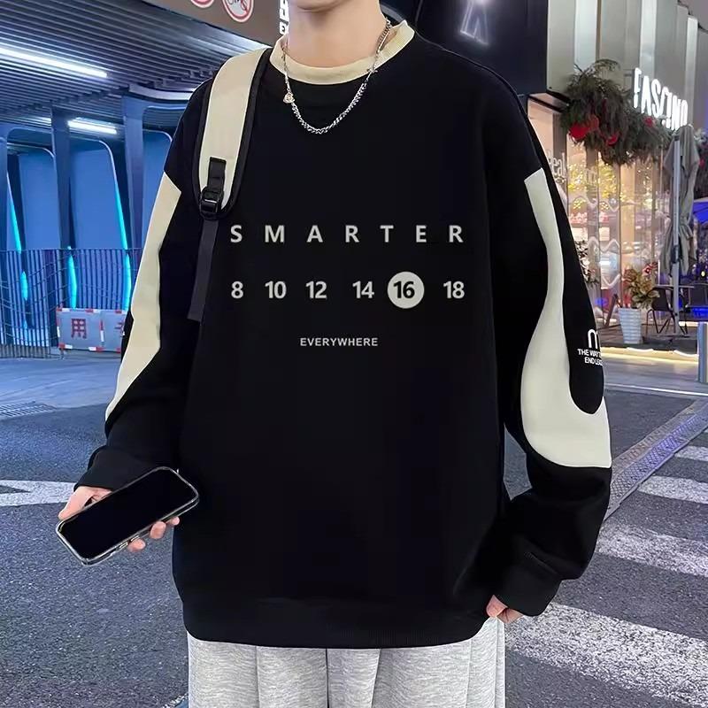 

Men s warm fashionable big size heavy sweater soft high quality fabric round neck sweater design loose casual sports long sleeve bottoming shirt M чорний